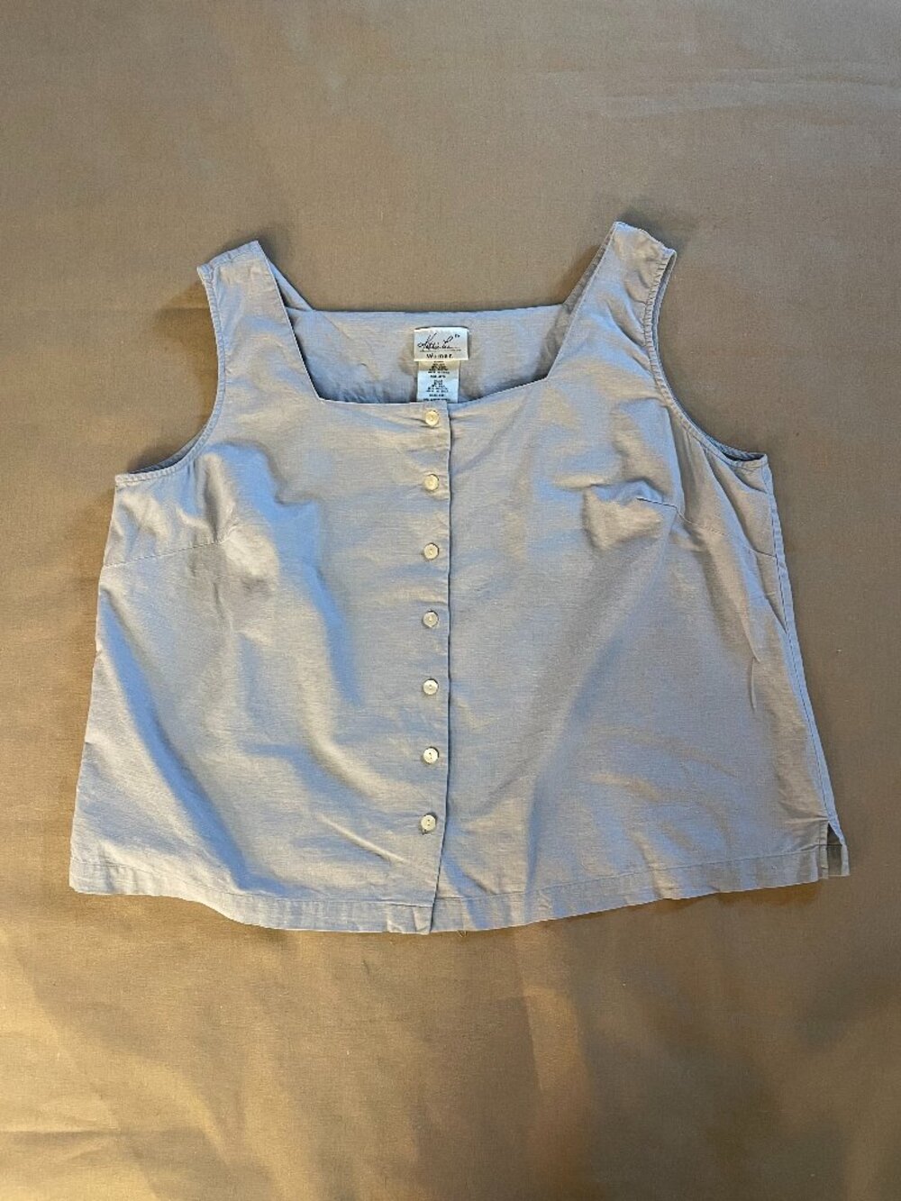 VTG 90s Kathie Lee Linen Blend Sleeveless Top 18w/20w Gray Coastal Grandmother